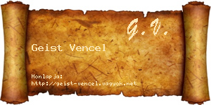 Geist Vencel névjegykártya